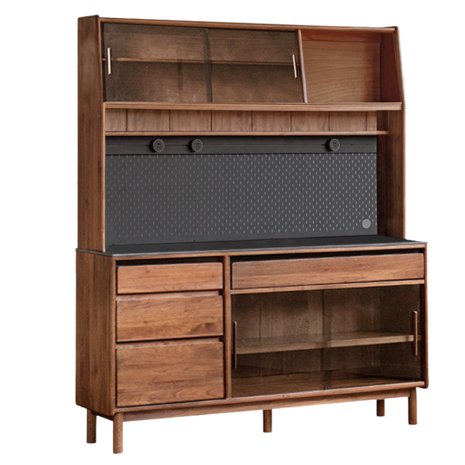 Black Walnut, Sandalwood Solid Wood Light Luxury Rock Plate Sideboard