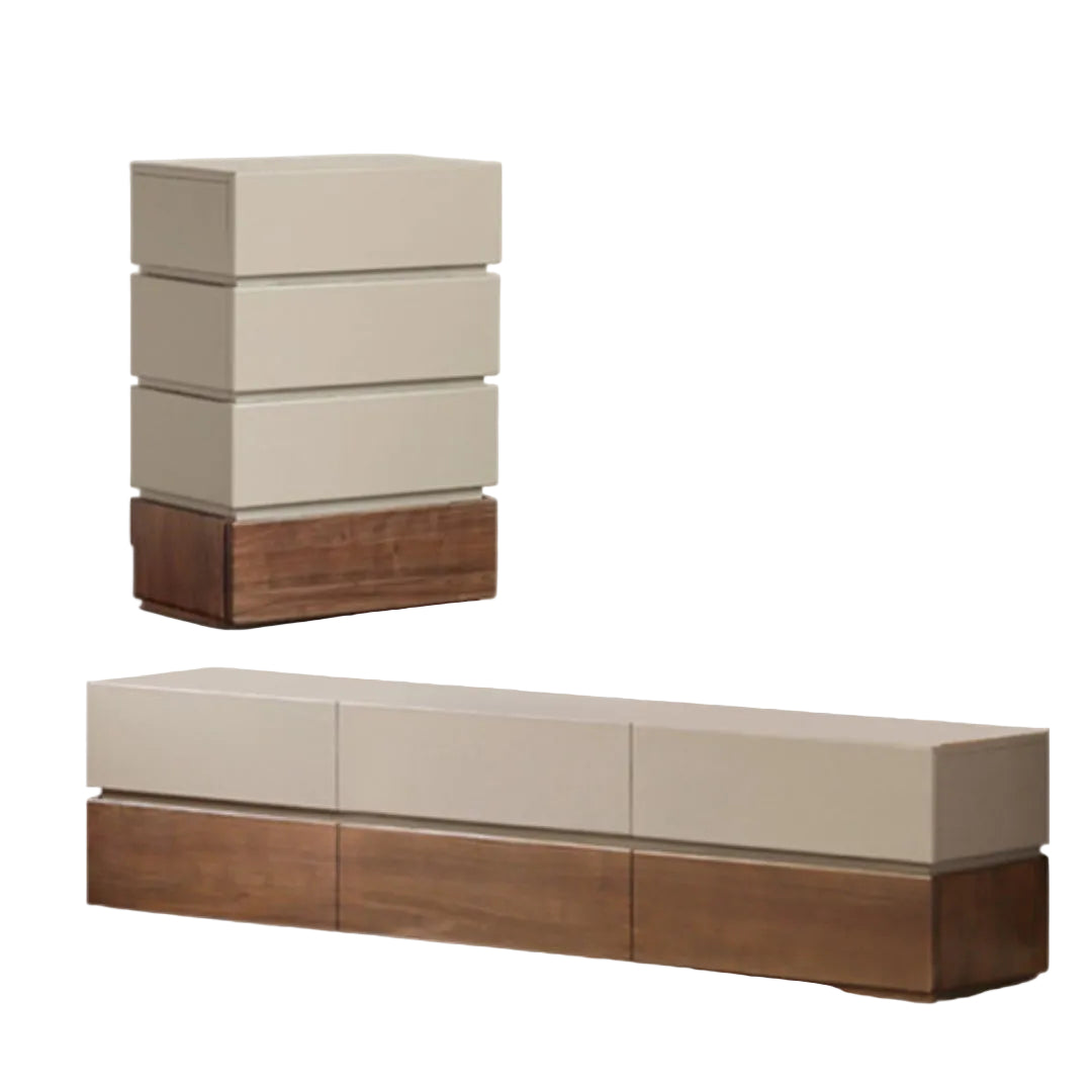 Black Walnut, Poplar Solid Wood Italian Light Luxury Side Cabinet.