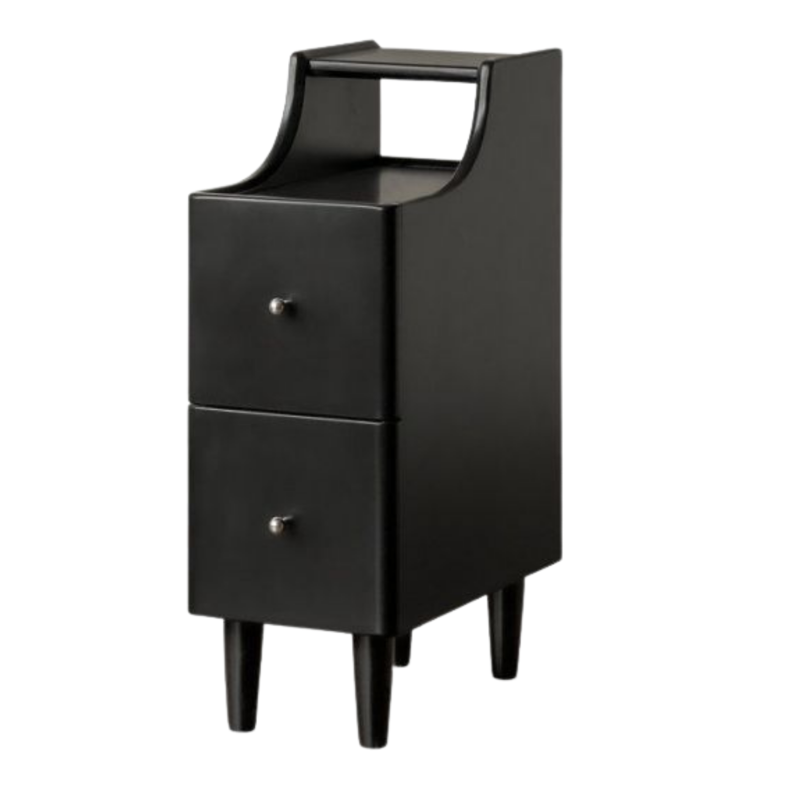 Solid RubberWood Ultra-Narrow Nightstand Storage Cabinet