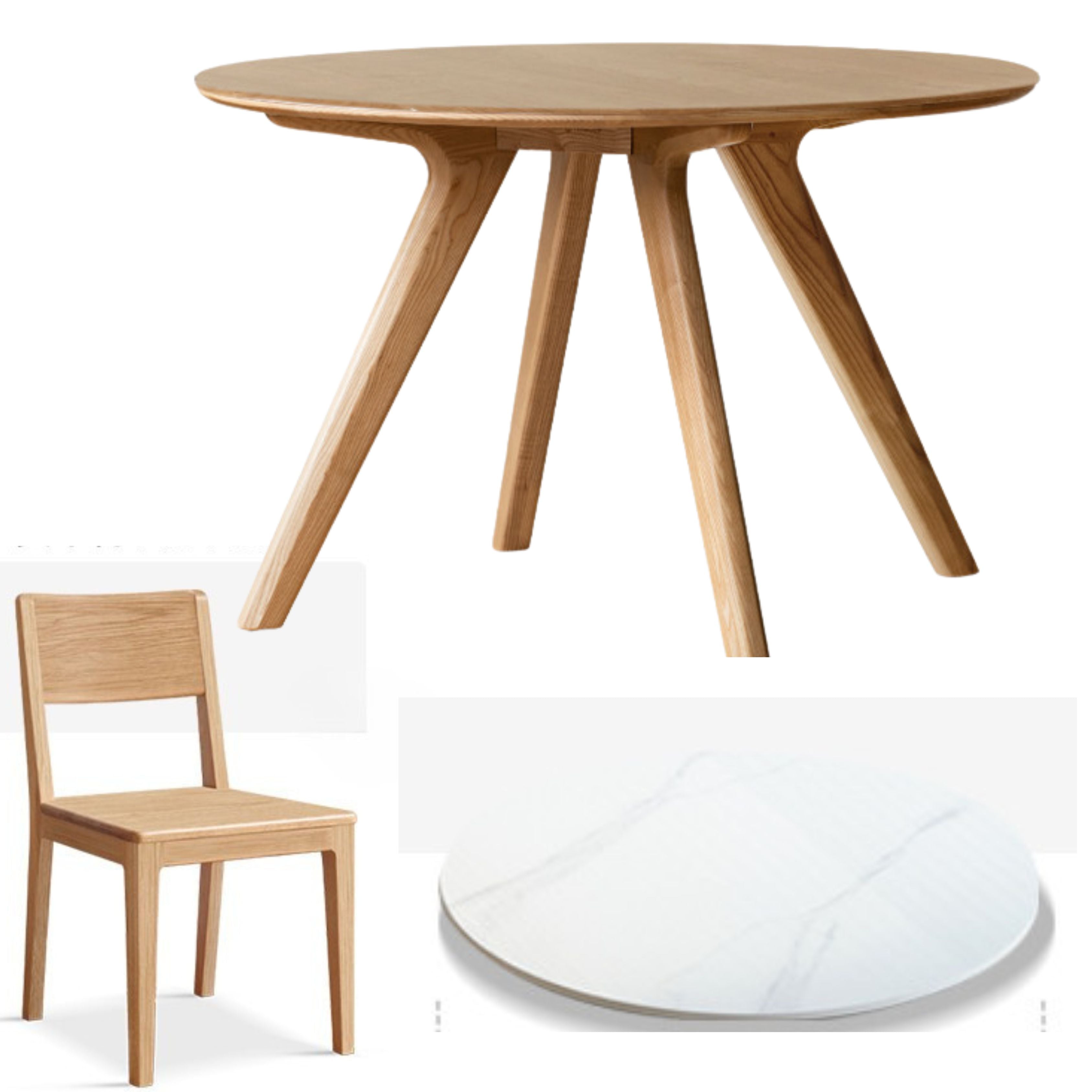 Ash Solid Wood Modern Rock Round Table.