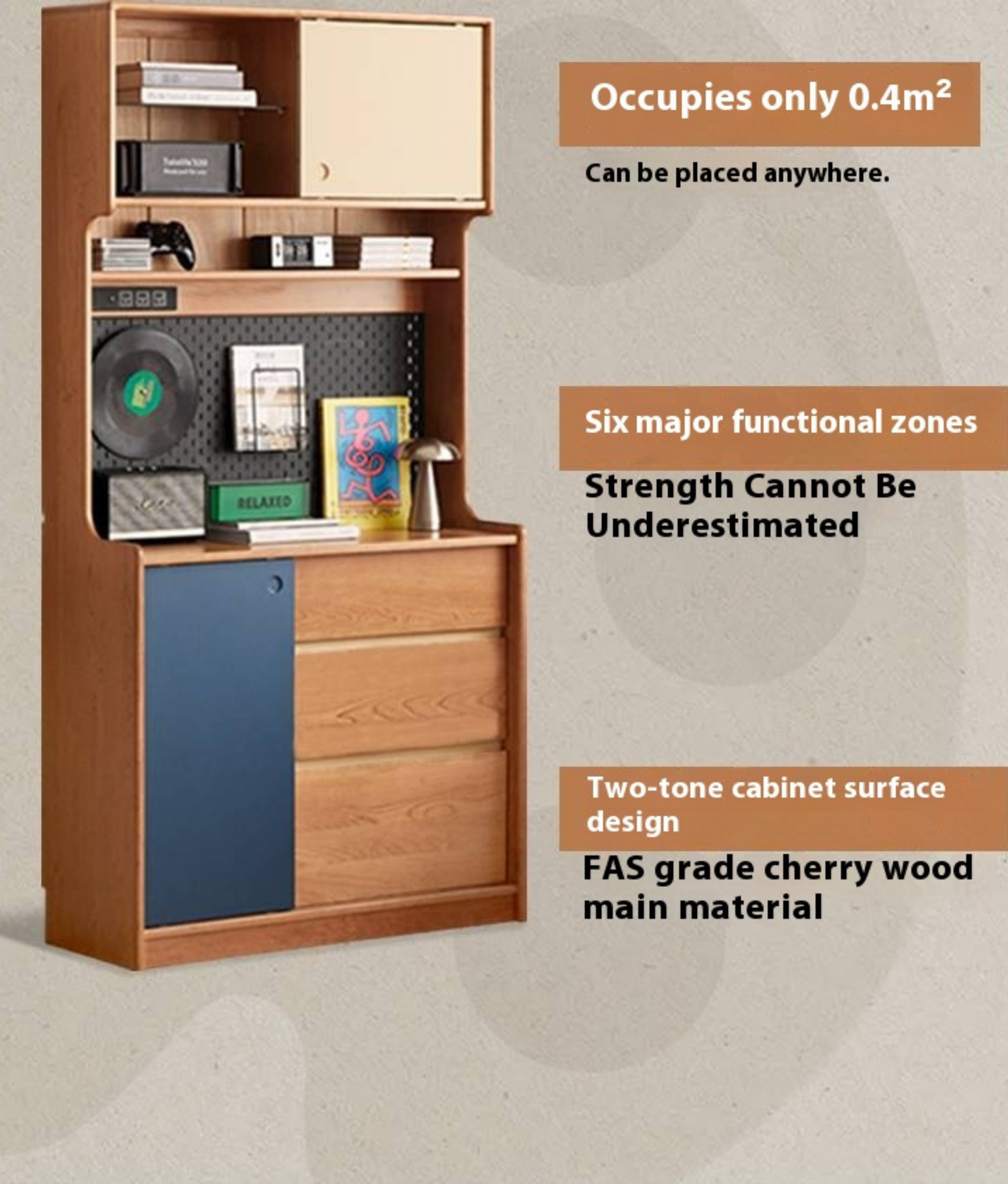 Cherry Solid Wood Retro Sideboard
