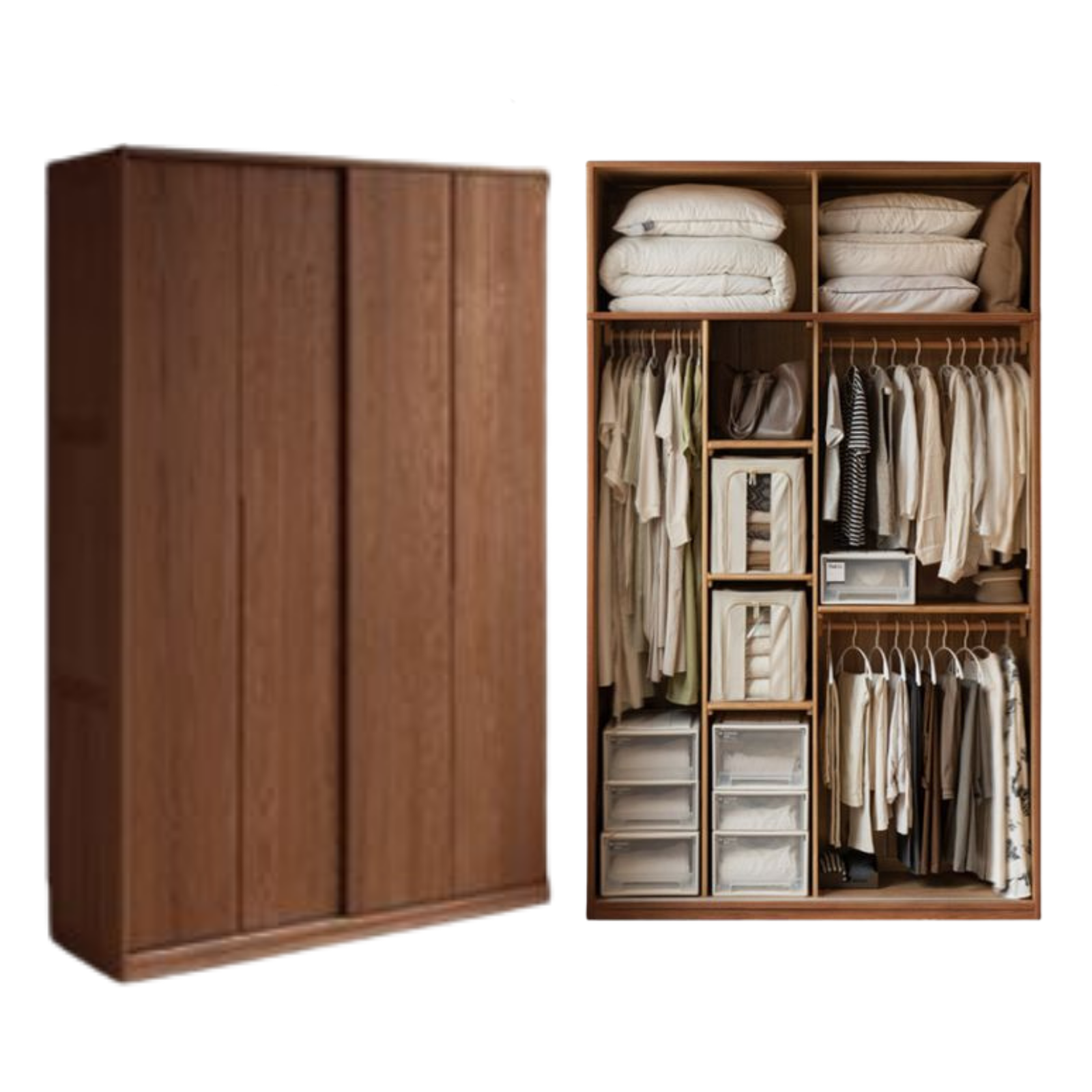 Oak Solid Wood Modern Style Wardrobe