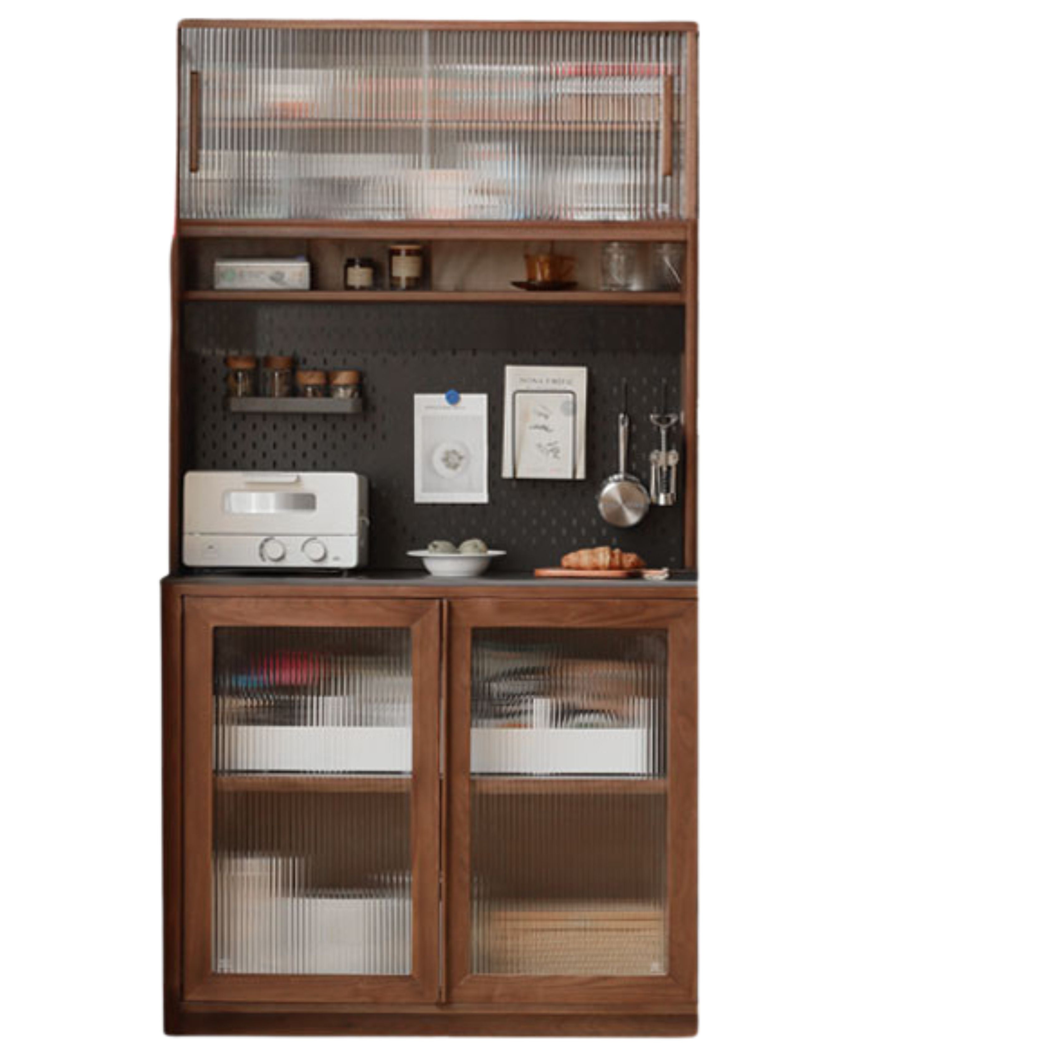 Black Walnut, Ash, Sandalwood Solid Wood Sideboard Hole Storage