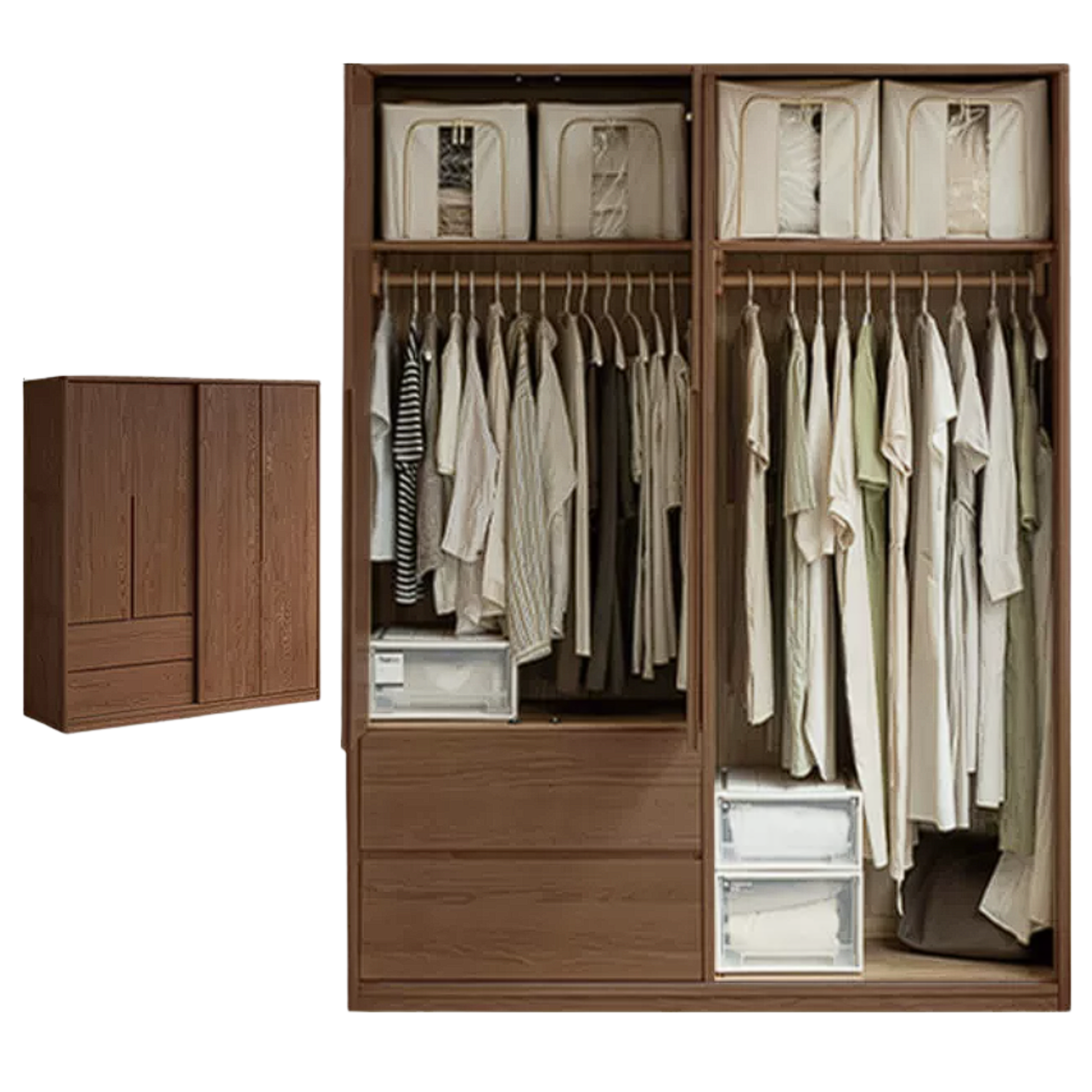 Oak Solid Wood Sliding Door Wardrobe.