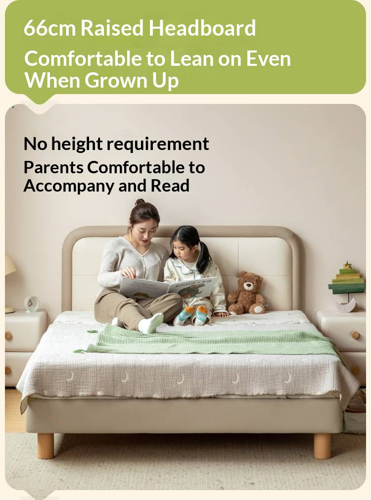 Organic Leather Children's Soft Bag High Headboard Single Bed