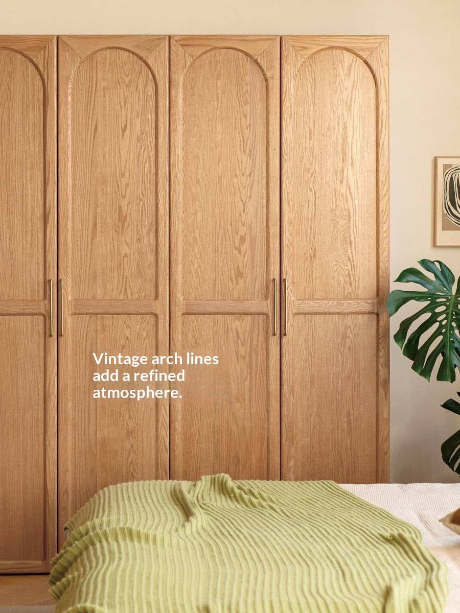 Oak Solid Wood Wardrobe French Retro Style