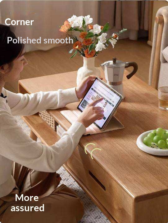 Solid RubberWood Coffee Table with Storage and Modern Aesthetic