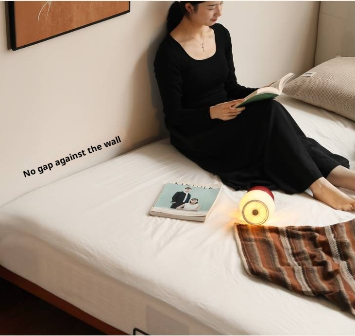 Poplar Solid Wood Floating Soft Bed, Vintage with Light