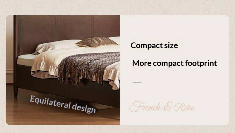 Poplar Solid Wood Bed with French Retro Style and Large Off-the-Floor Box Design