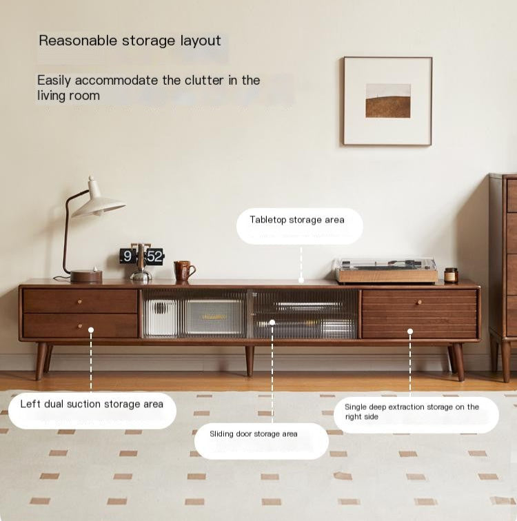 Rubber Solid wood Light Luxury TV Cabinet.