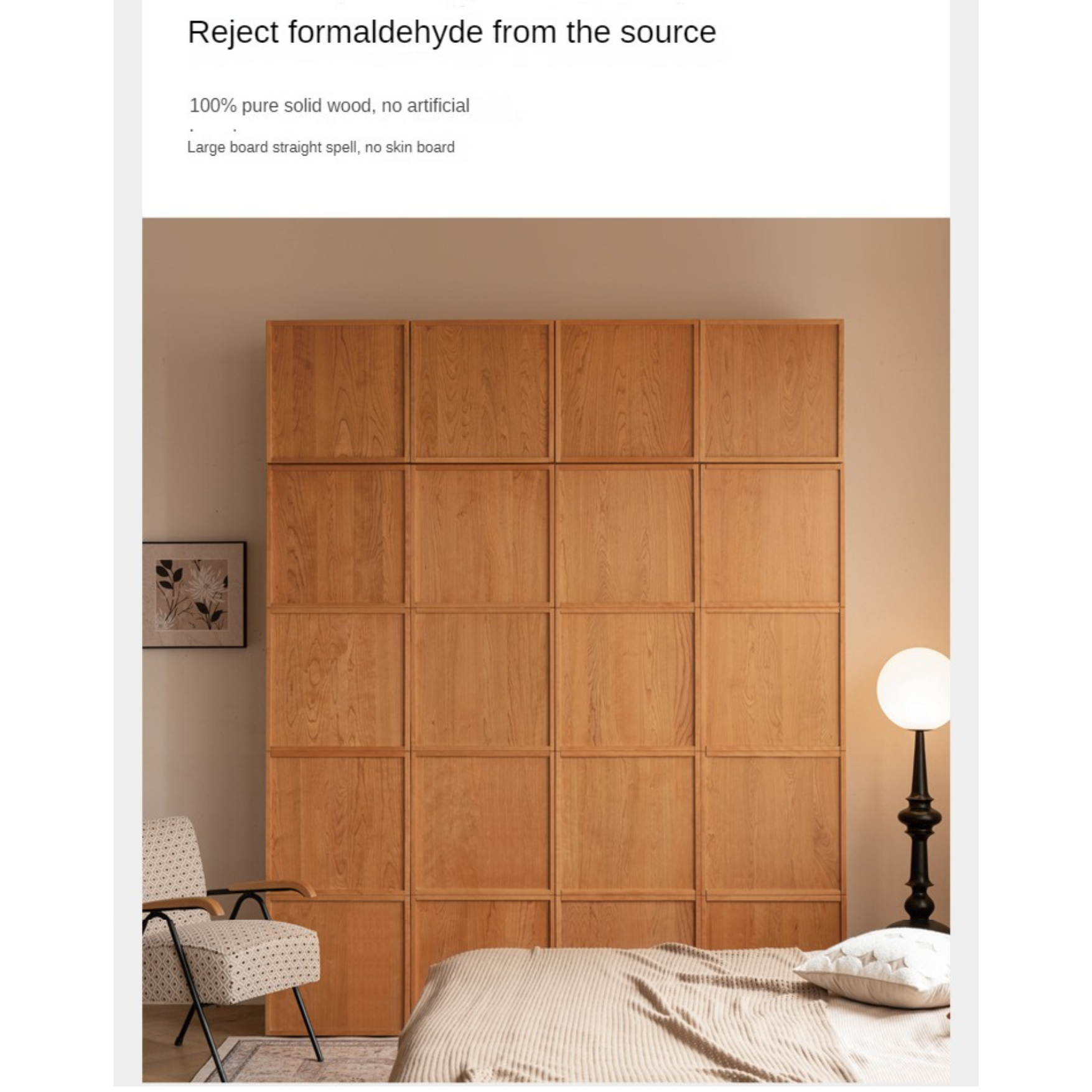 Cherry Wood Wardrobe Retro Style Skeleton Line.