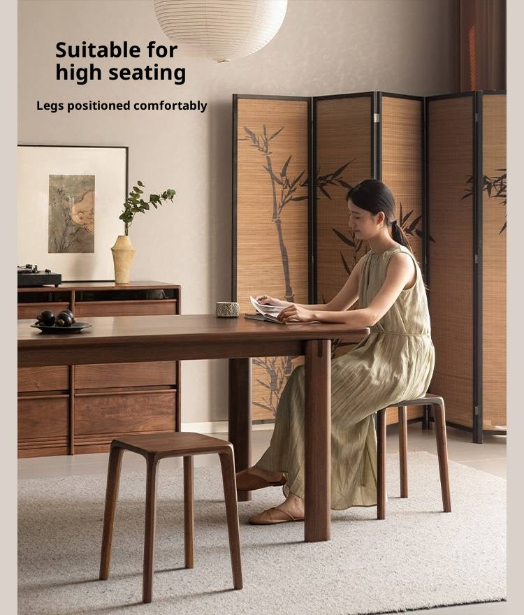 Black Walnut, Ash Solid Wood Square Stackable Stool