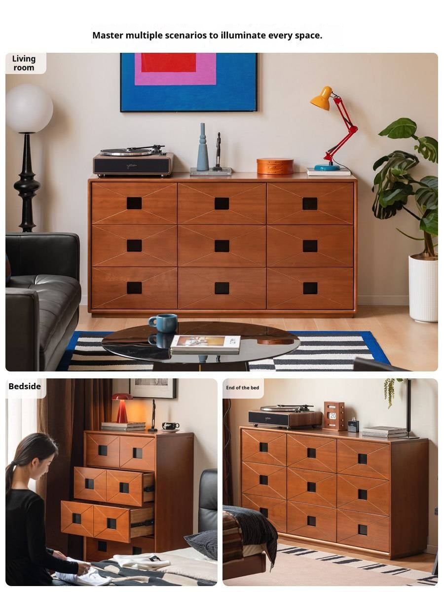 Poplar Solid Wood Medieval Style Drawer Cabinet