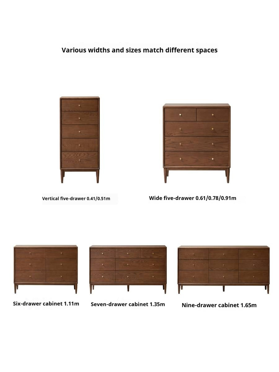 Oak, Solid Rubberwood Modern Minimalist Chest of Drawers