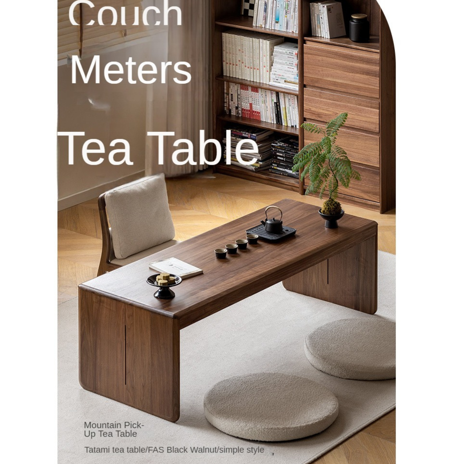 Black Walnut Solid Wood Modern Tea Table.