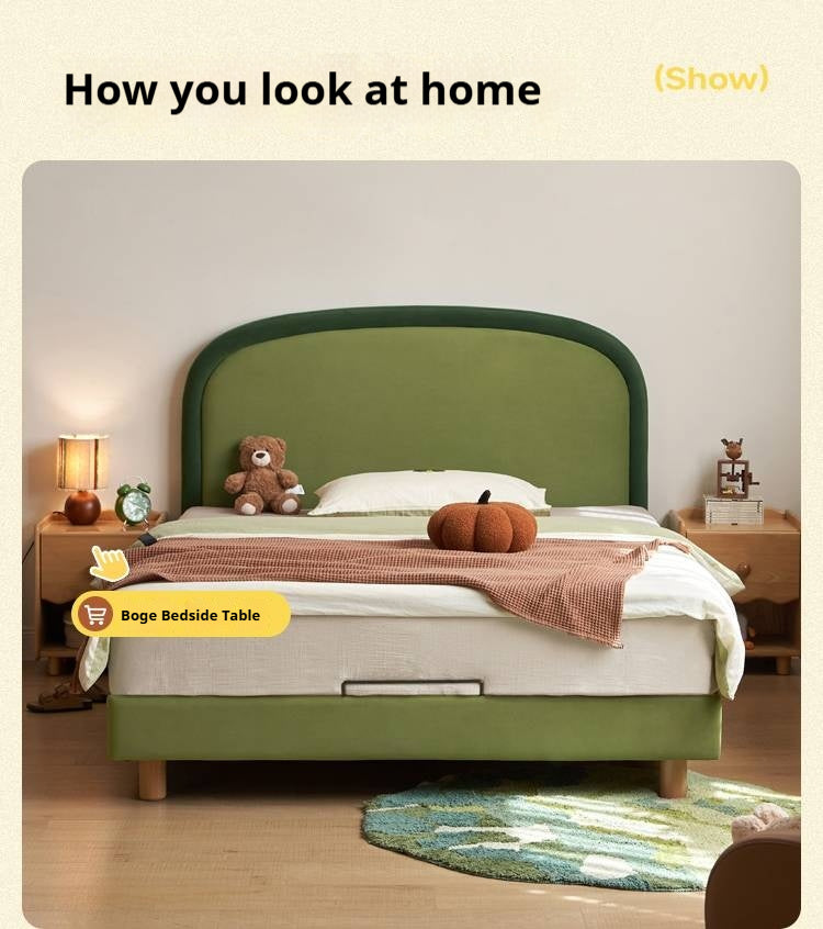 Fabric Children's Bed High Head Soft Bed