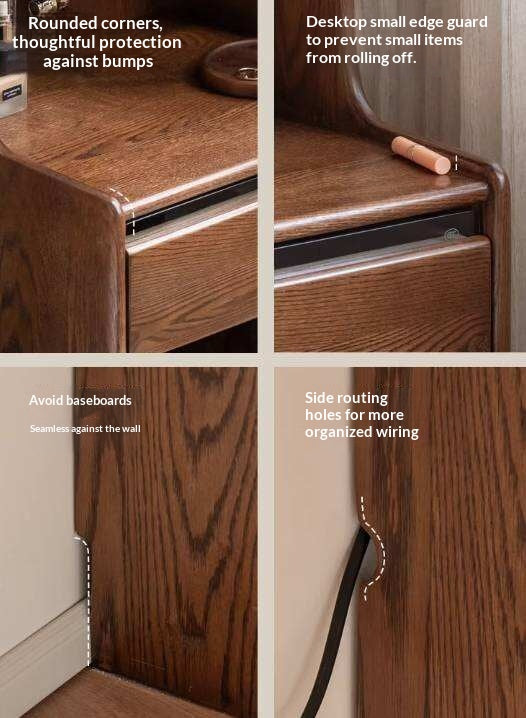 Oak Solid Wood, Rubberwood Solid Vanity Table with Drawers and Modern Minimalist Design