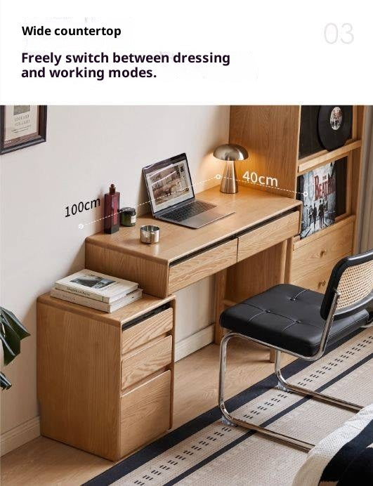 Ash Solid Wood Modern Retractable Dressing Table