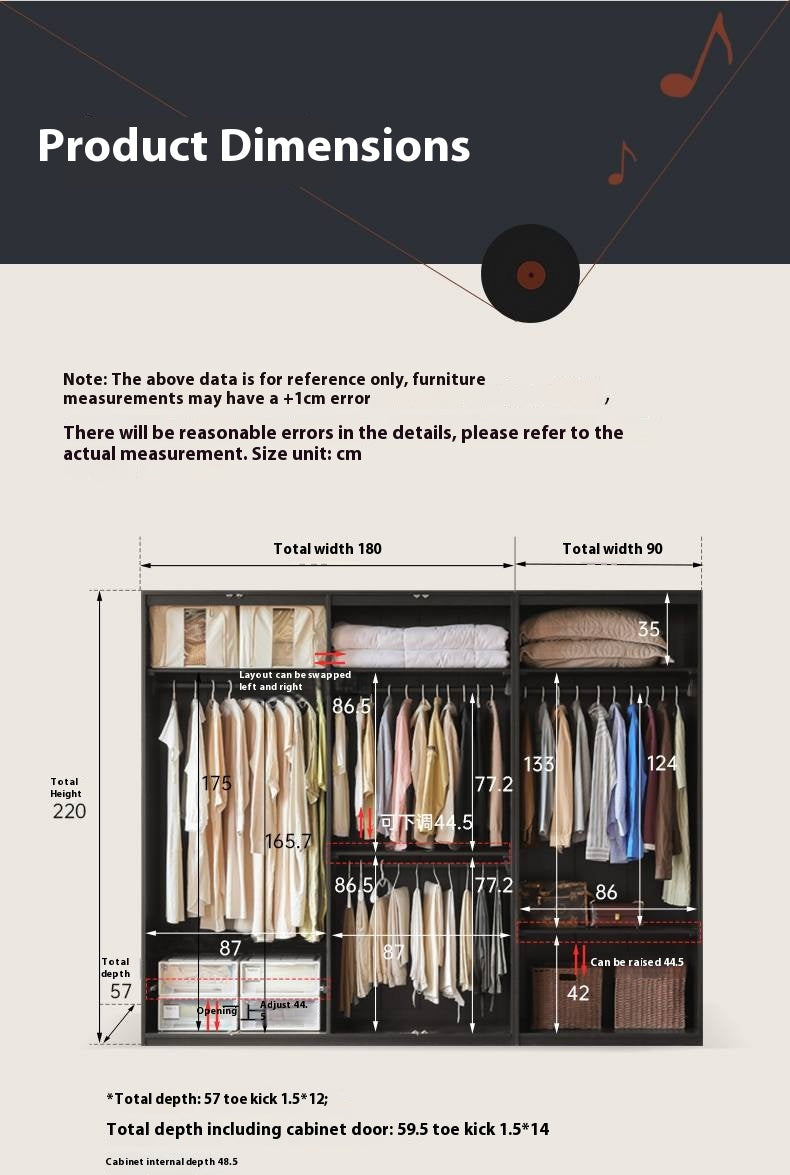 Pine Solid Wood Modern Wardrobe with Light.