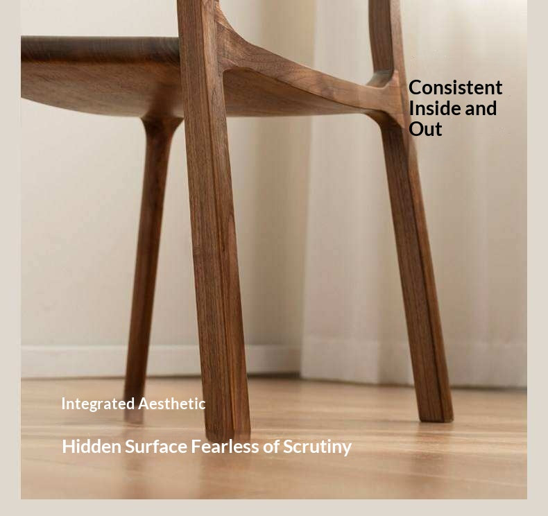 4 pcs Black Walnut Solid Wood Dining Chair with Sculpted Backrest Design