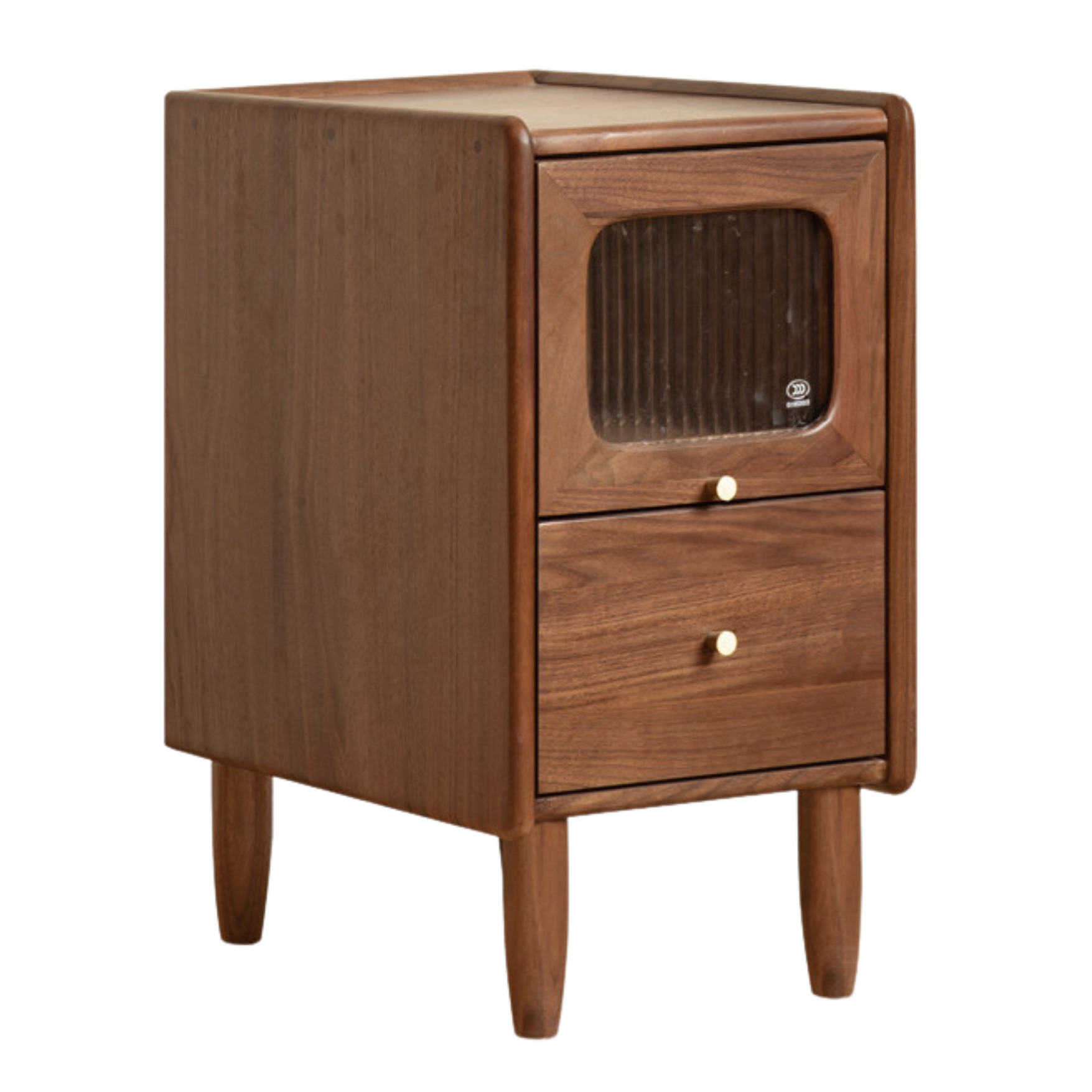 Black Walnut, Calpa Solid Wood Ultra-Narrow Nightstand.
