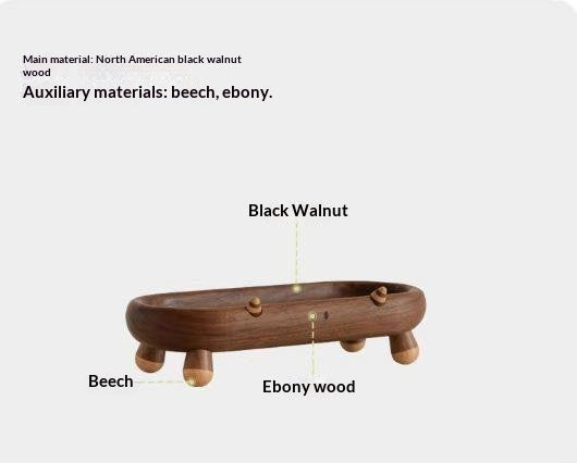 Black Walnut Solid Wood Tray for Snacks, Desserts, and Jewelry Storage
