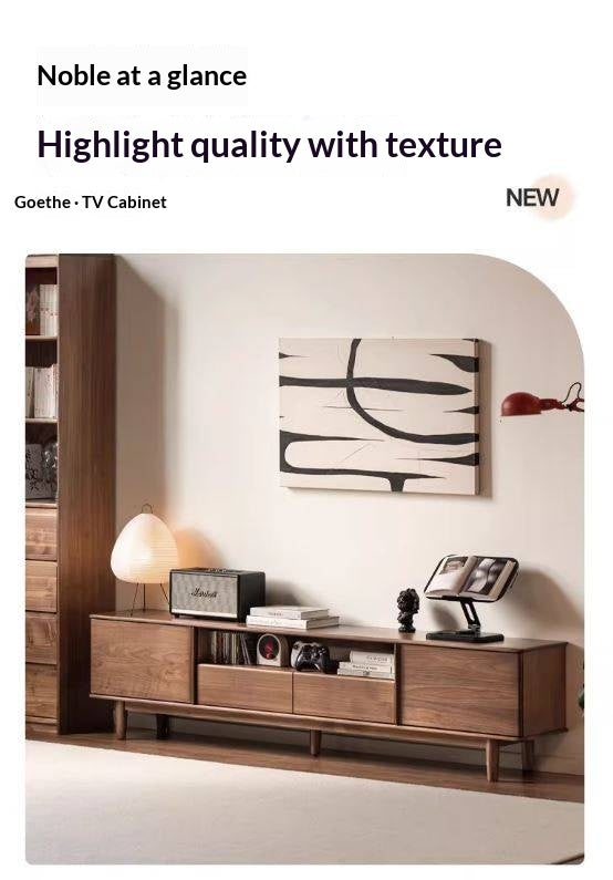 Black Walnut Solid Wood Modern Simple TV Cabinet.