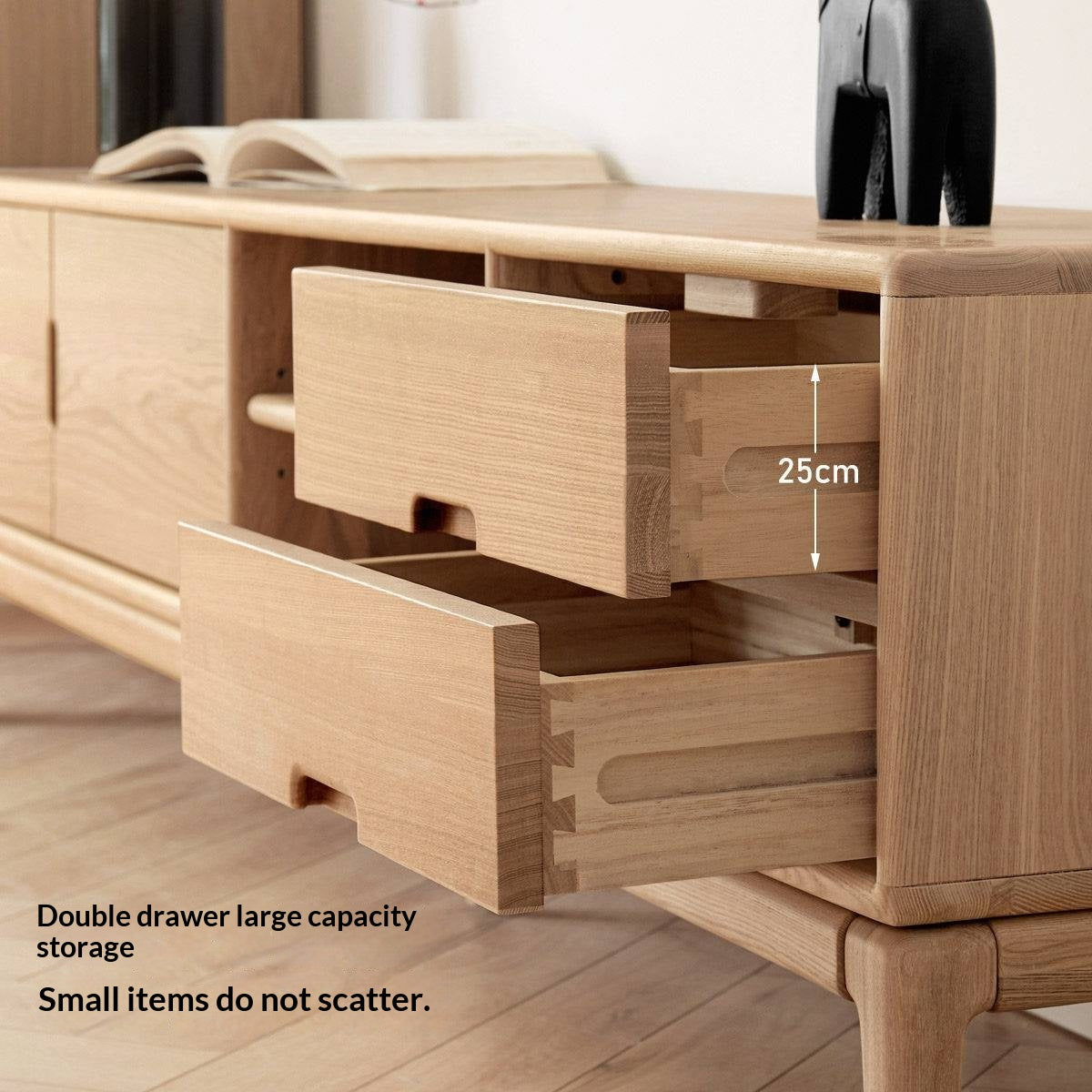 Ash Solid Wood Simple Floor TV Cabinet.