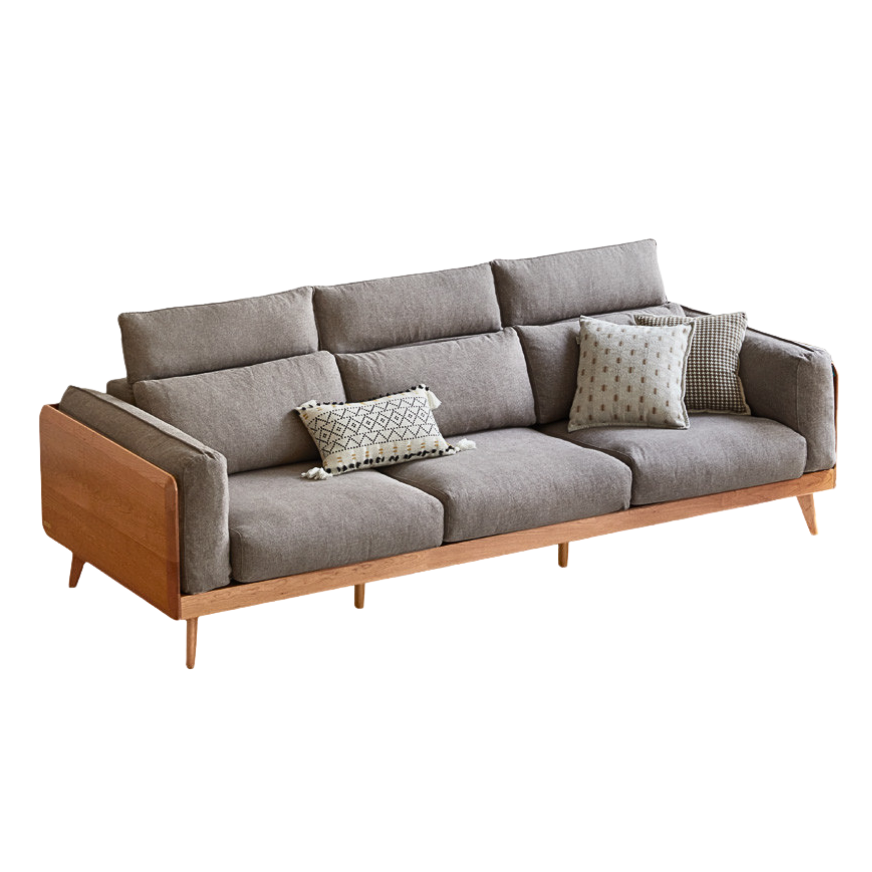 Cherry Solid Wood Black Label Leather Down Sofa.