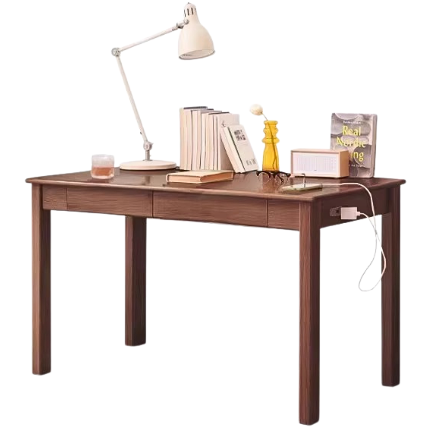 Oak, Ash Solid Wood USB Office Desk