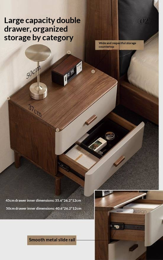 Black Walnut Solid Wood Italian Light Luxury Nightstand