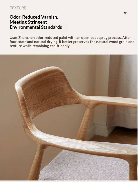 Ash, White Ash Solid Wood Round Arm Accent Chair with Cushion Seat
