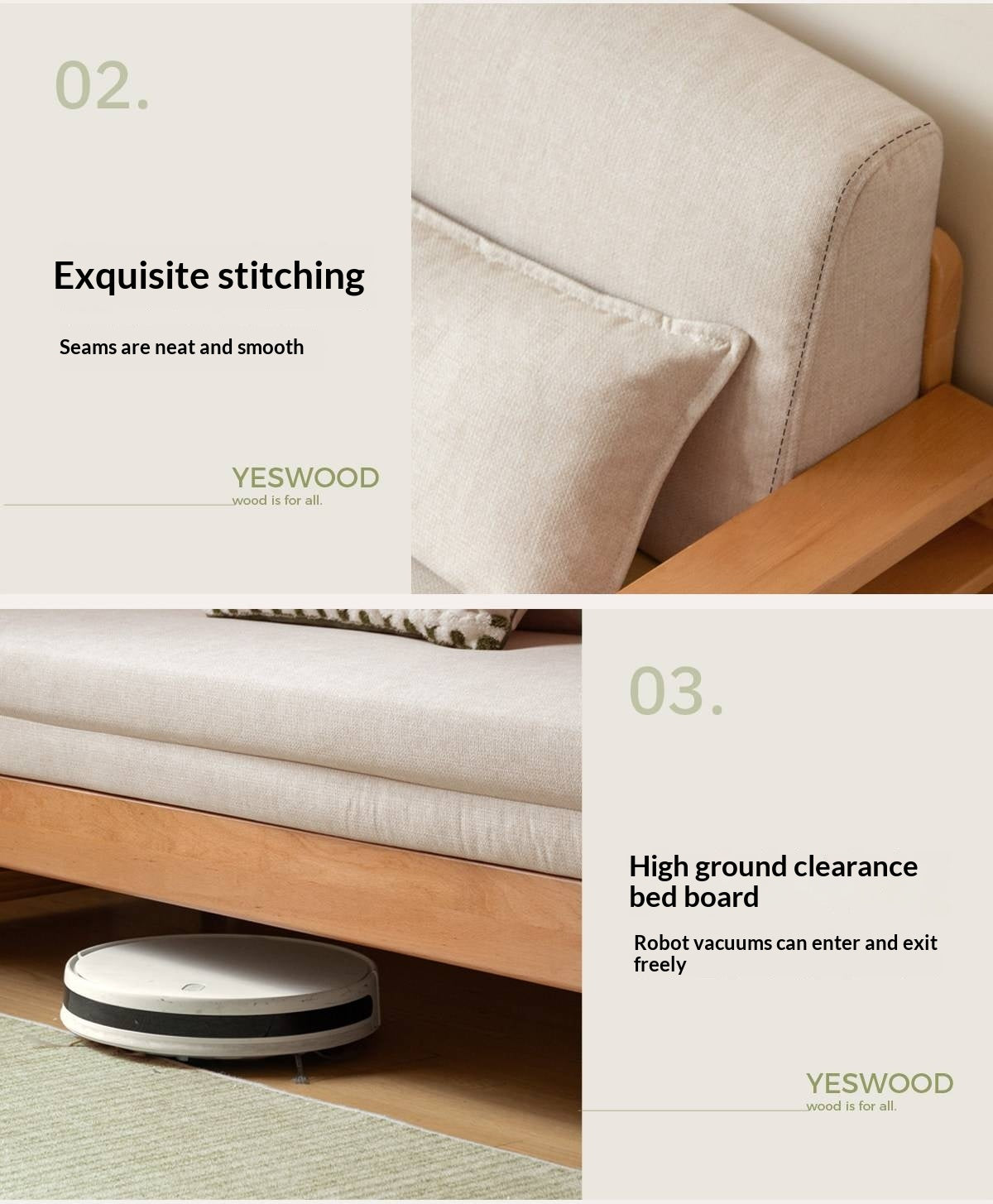 Oak, Beech Solid Wood Multifunctional Storage Sofa Bed