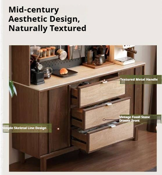 Black Walnut Solid Wood Ancient Style Buffet Cabinet