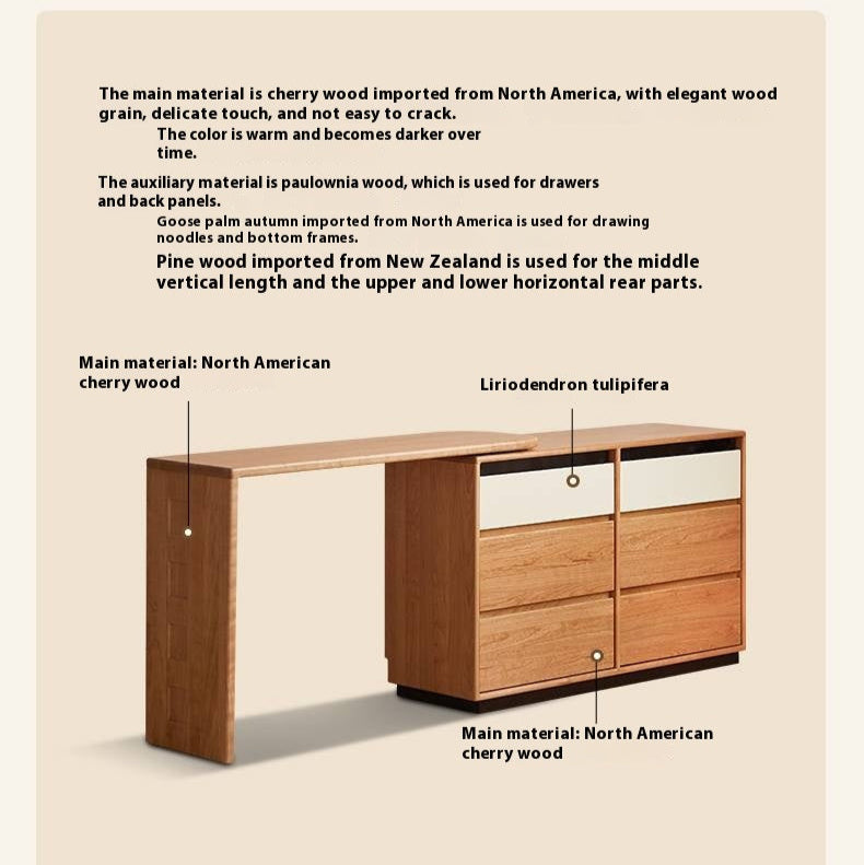 Cherry, Tulipwood Solid Wood Modern Style Vanity Table.