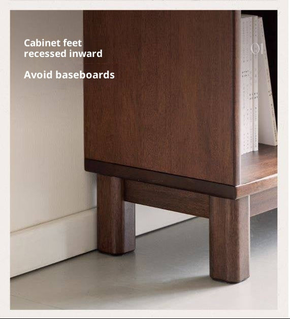 Black Walnut, Golden Sandalwood Solid Wood Light Luxury Style Bookshelf