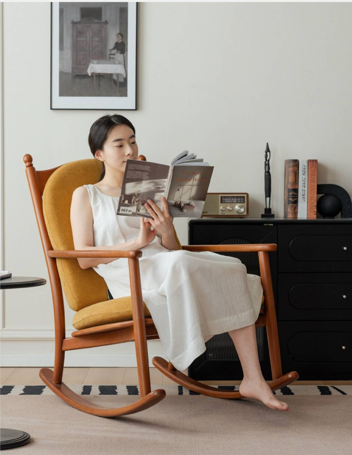 Beech Solid Wood Mid Century Rocking Chair