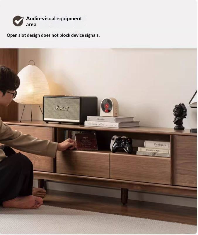 Black Walnut Solid Wood Modern Simple TV Cabinet.