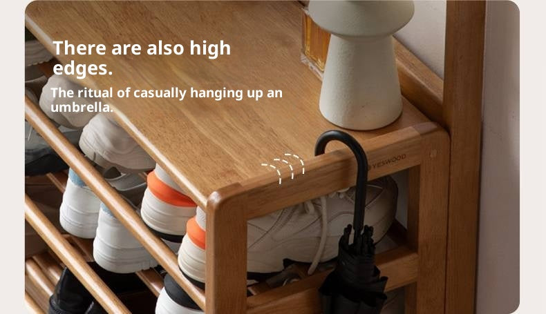 Solid Rubberwood Modern Minimalist Multi Layer Shoe Rack