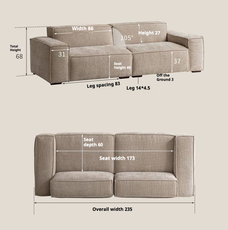 Fabric Wabi Sabi Style Sofa