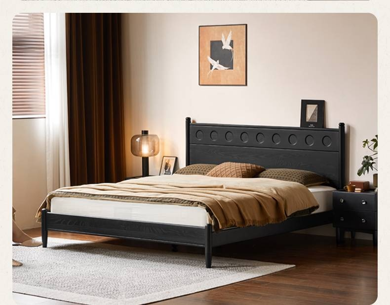 Ash Solid Wood Bed Vintage Style
