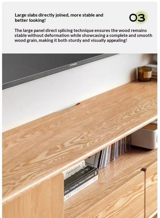 Oak Solid Wood Tall TV Cabinet.