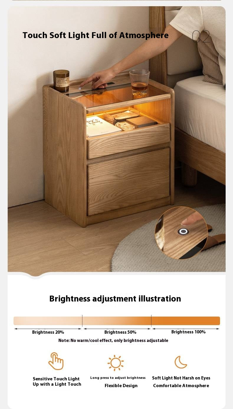 Ash Solid Wood Modern Nightstand