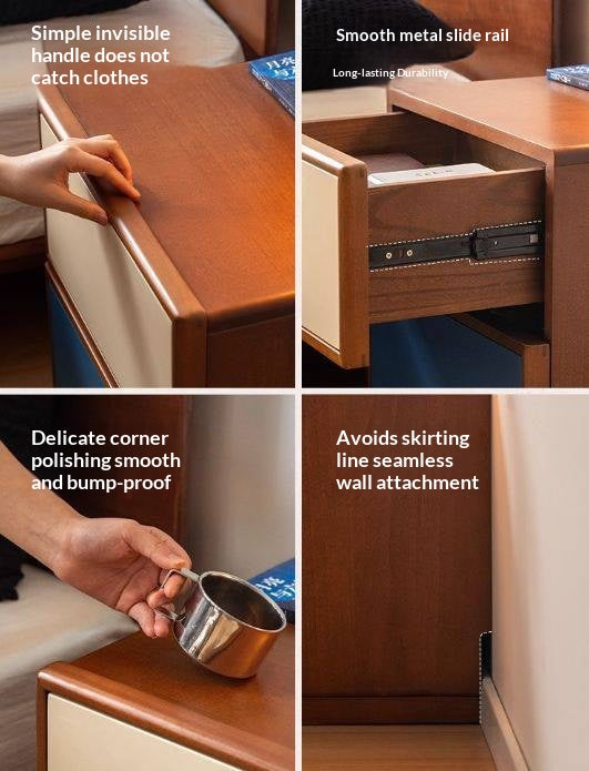 Poplar Solid Wood Bauhaus Style Nightstand