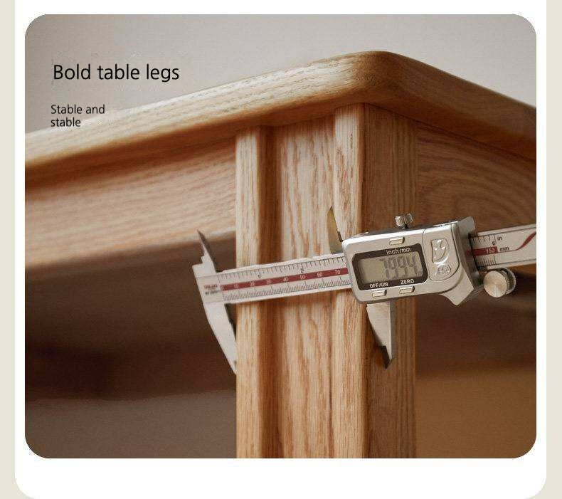 Oak Solid Wood Computer Desk with Integrated Frame and Minimalist Design