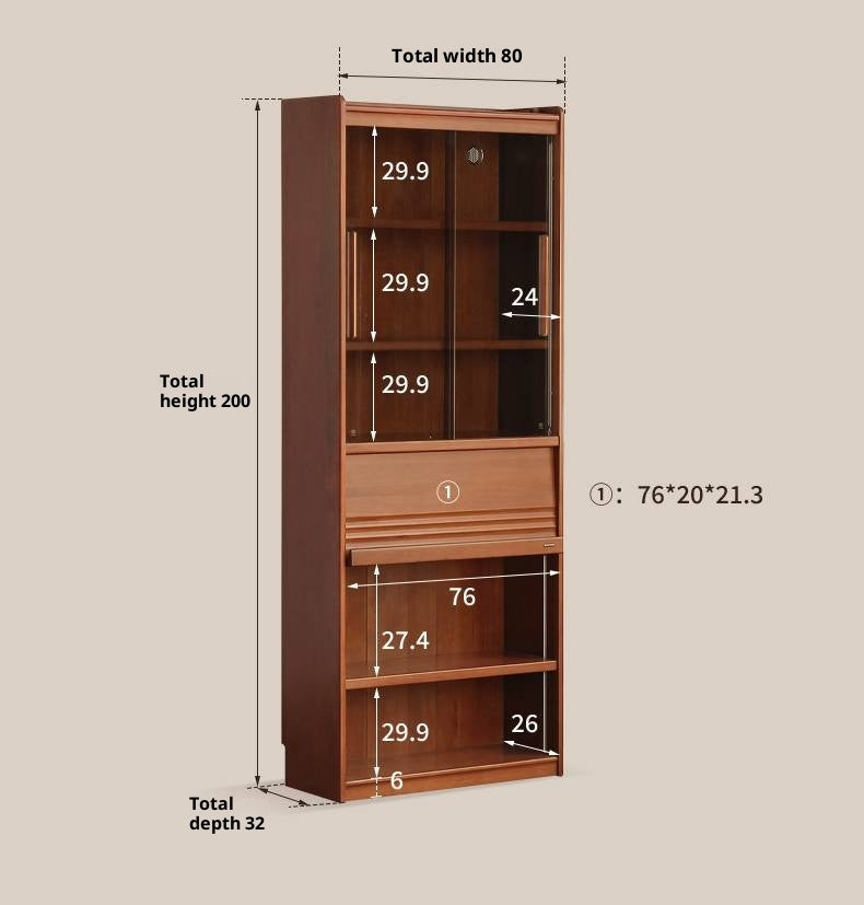 Black Walnut, Tulipwood Solid Wood Antique Style Bookshelf