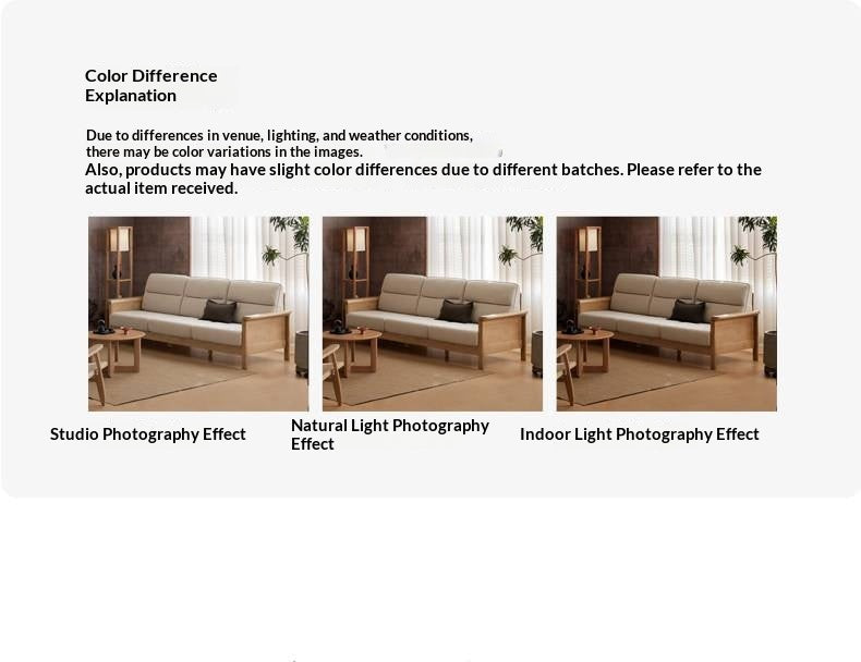 Ash Solid Wood Exposed Wood Frame Sofa with Slat Back Panel