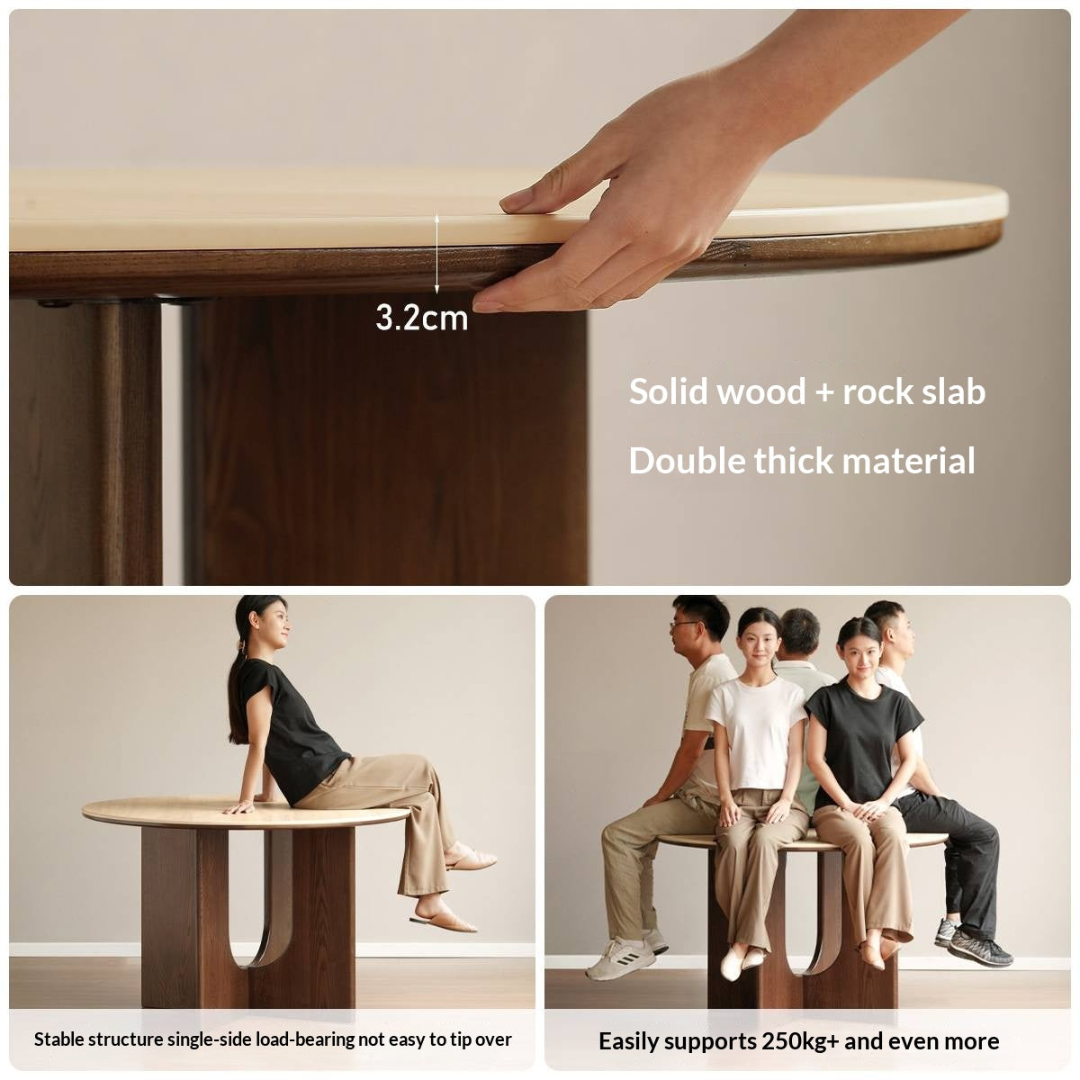 Ash Solid Wood Vintage Style Dining Table