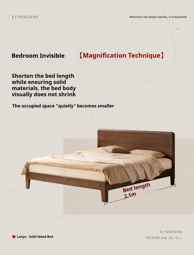 Golden Rosewood Solid Wood Platform Bed with Panel Headboard