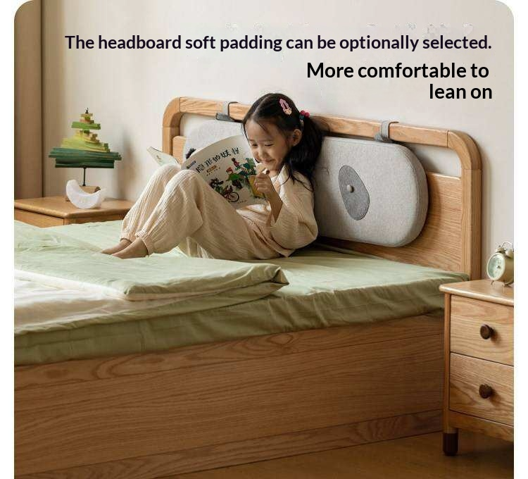 Oak, Rubberwood Solid Wood Storage Bed with Adjustable Height and Gas Lift